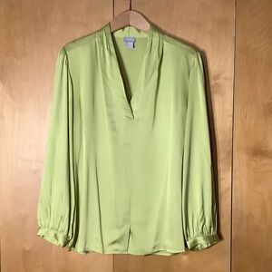 Chico’s chartreuse silky blouse, size 8/10 (Chico’s size 1)